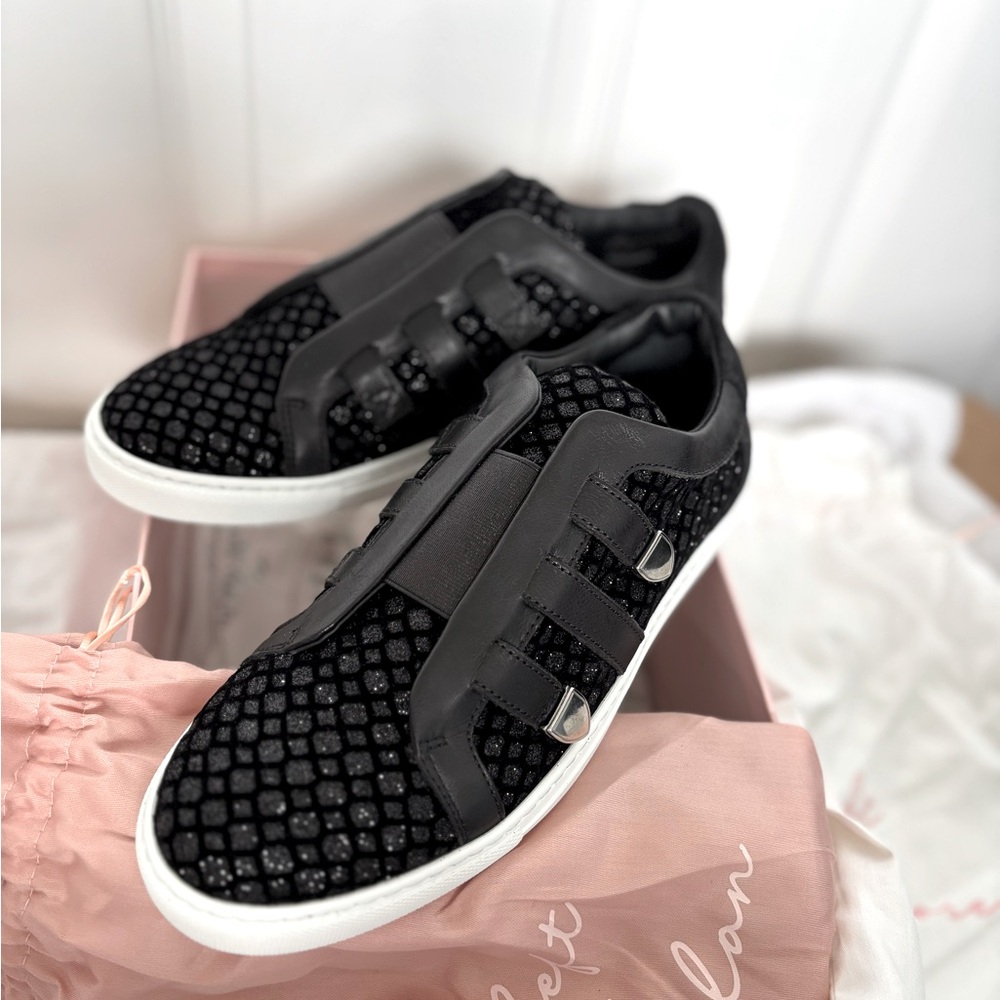 Mia Becar Malibu 2 Black Glitter Mesh Sneaker Size 38